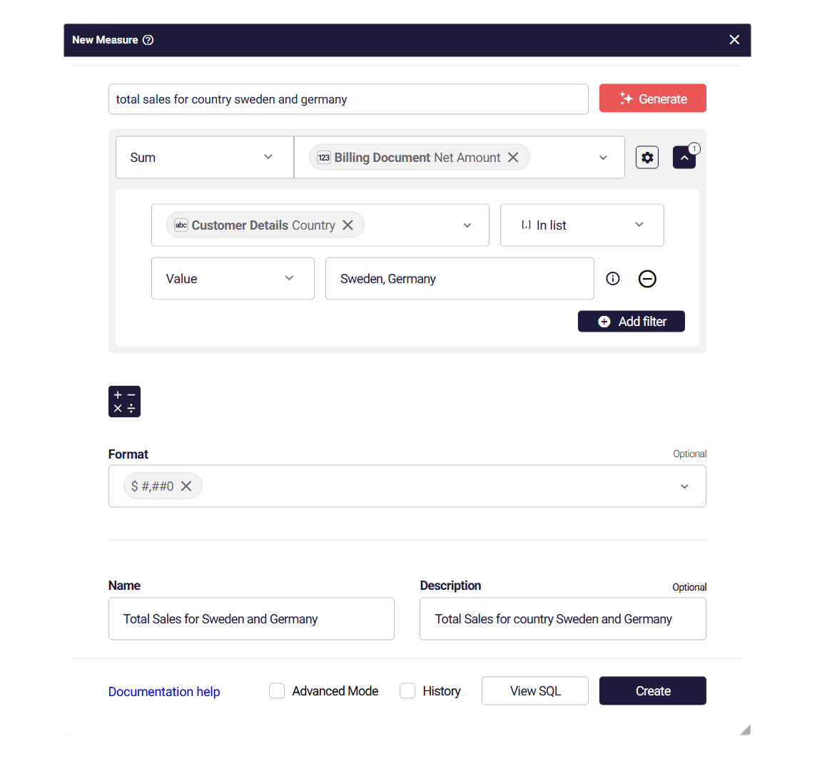 Create measures with AI in Astrato