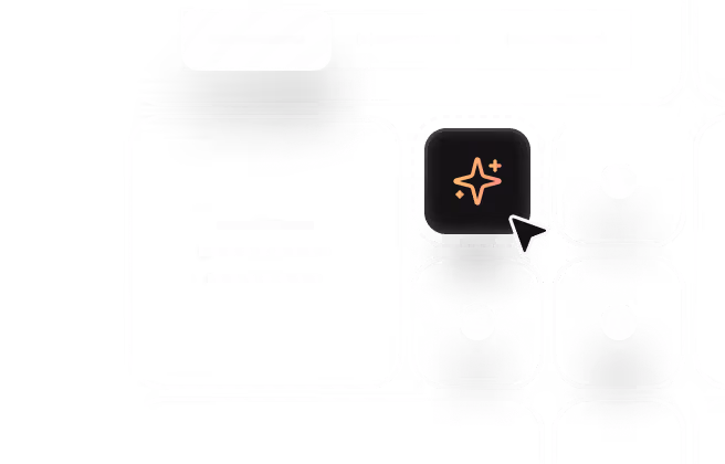 Cursor hovering over a black button with an orange glowing star icon with a plus sign on a digital interface grid.