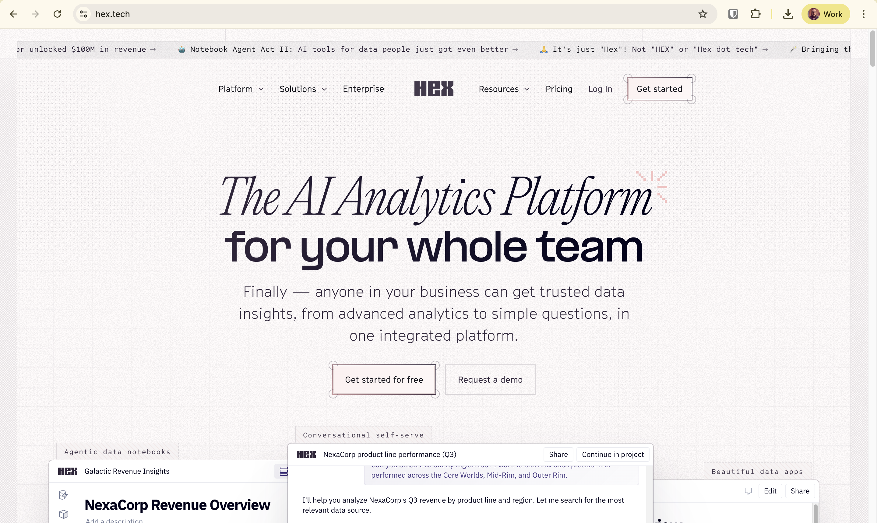 self-service BI on Snowflake - Hex