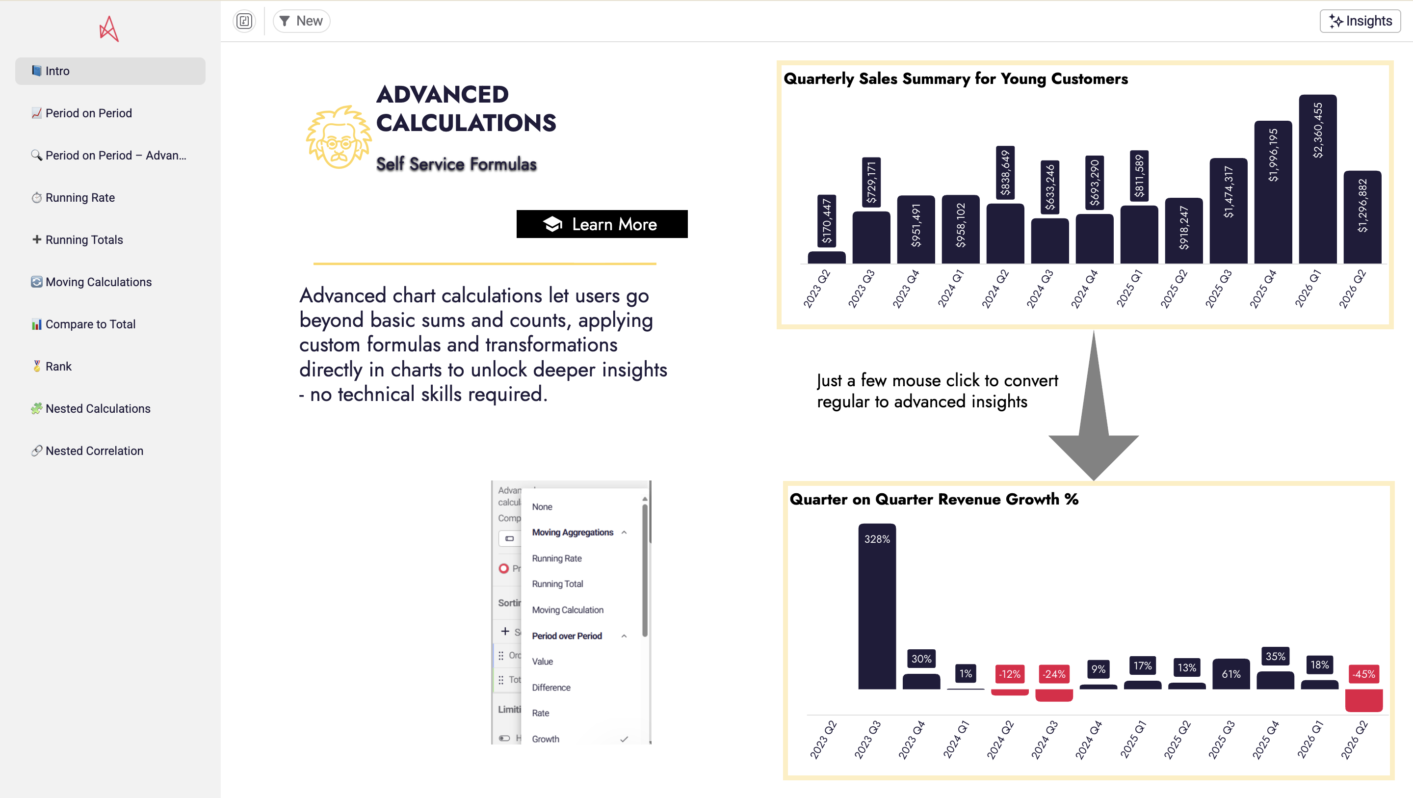 Finance analytics workflows - Advanced calculations app built in Astrato