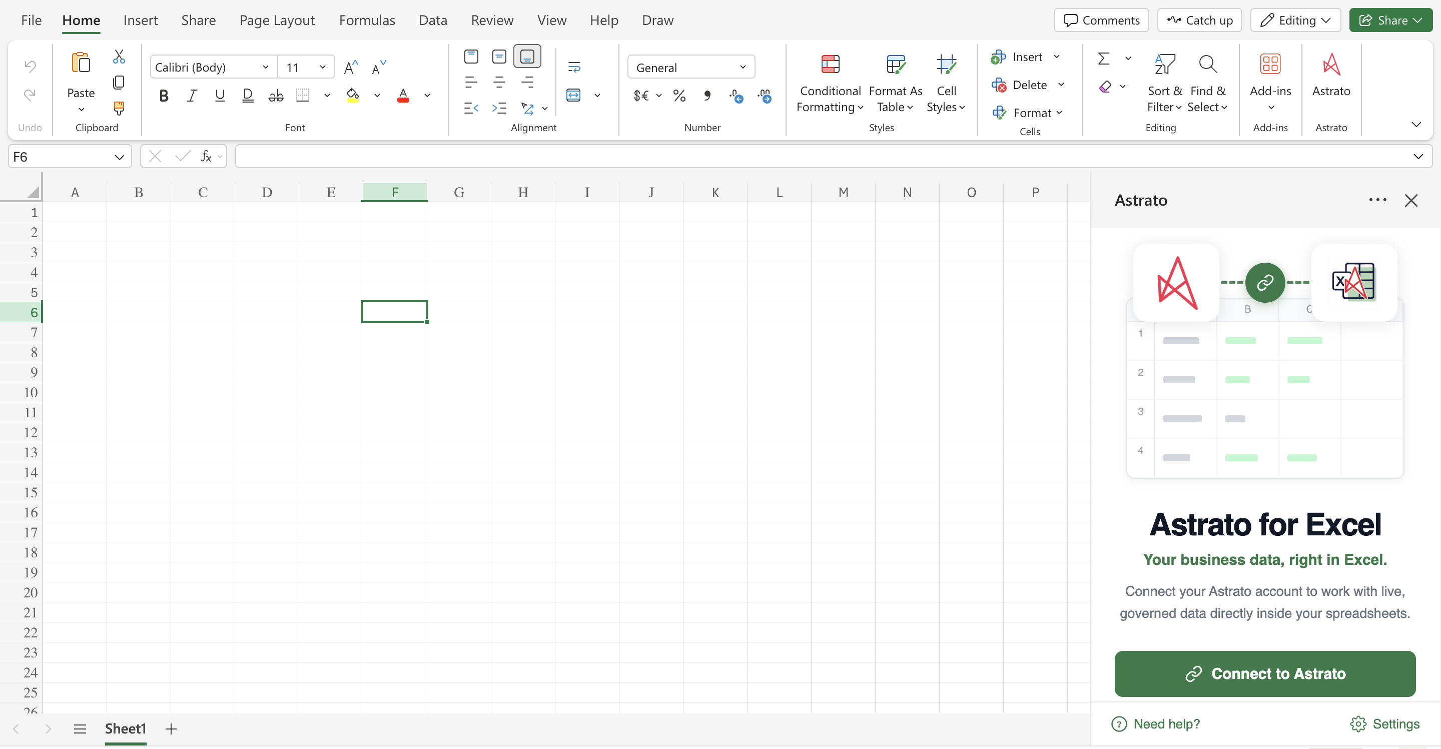 connect Snowflake to Excel - Astrato Excel Add-in