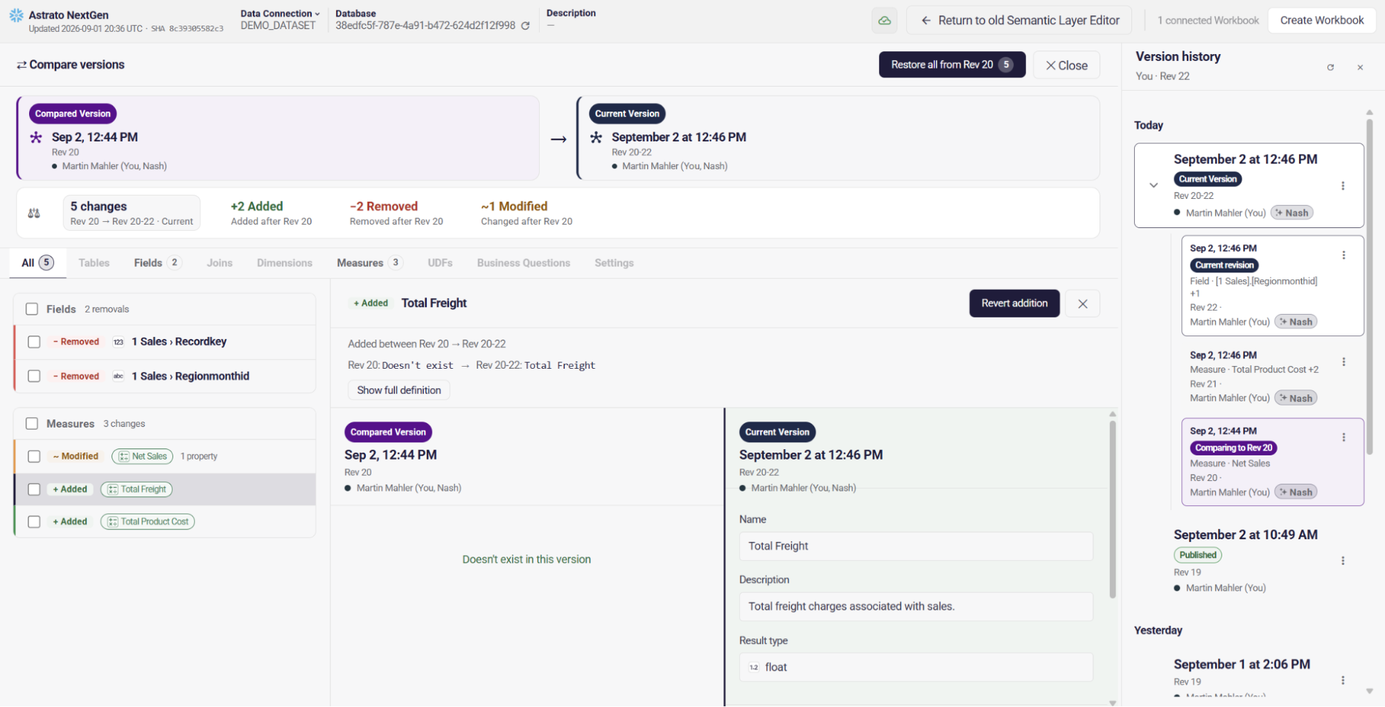 New AI-native semantic layer - version control