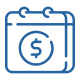 Calendar icon with a dollar sign indicating a payment or billing date.