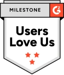 Milestone Badge from G2 saying Useers Love Us