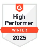 Badge from G2 for High Performer for Winter 2025