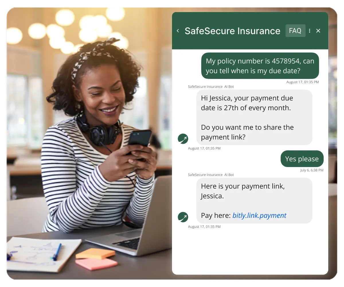 Example of Kommunicate university chatbot improving first response time with real-time Spanish and English answers for admissions and paperwork.