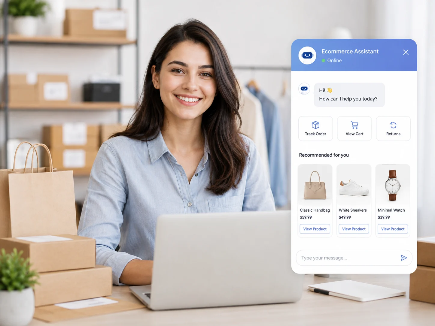 Ecommerce AI agent template for product recommendations and order tracking
