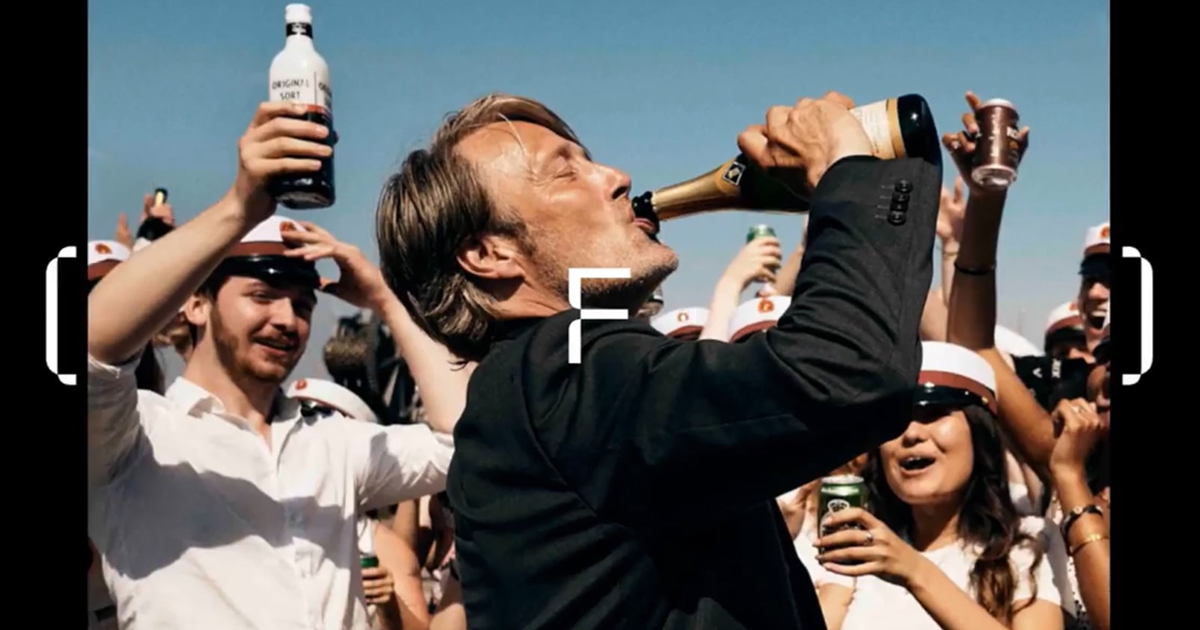 Mads Mikkelsen drinking beer