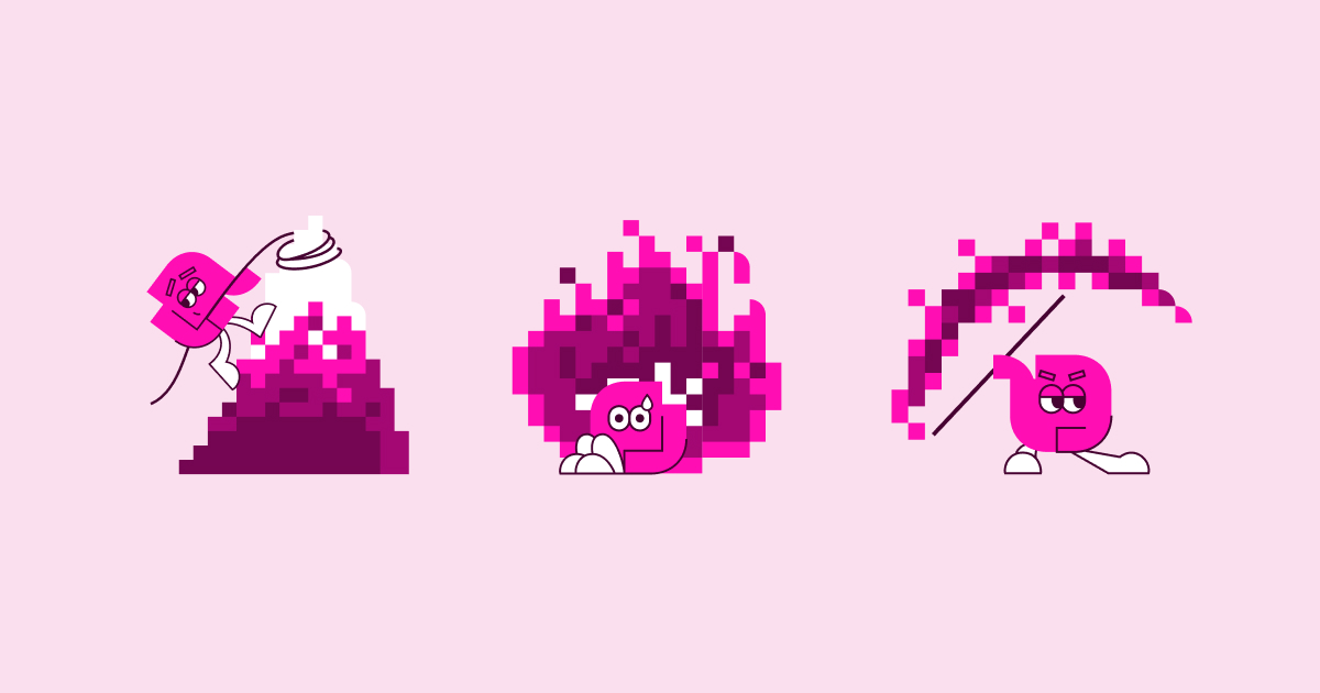 Pink character illustrations