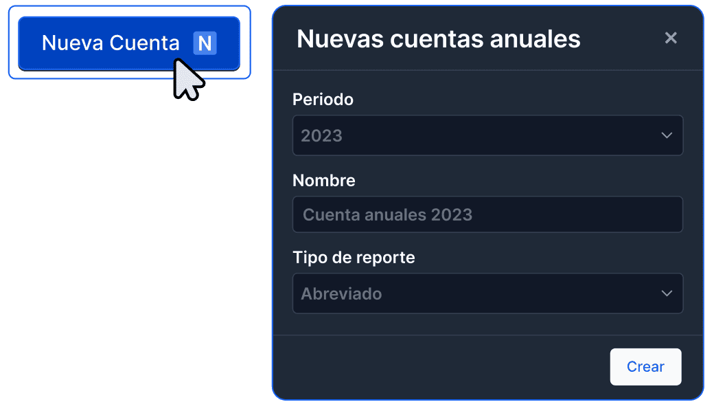 Creación de nuevas cuentas anuales