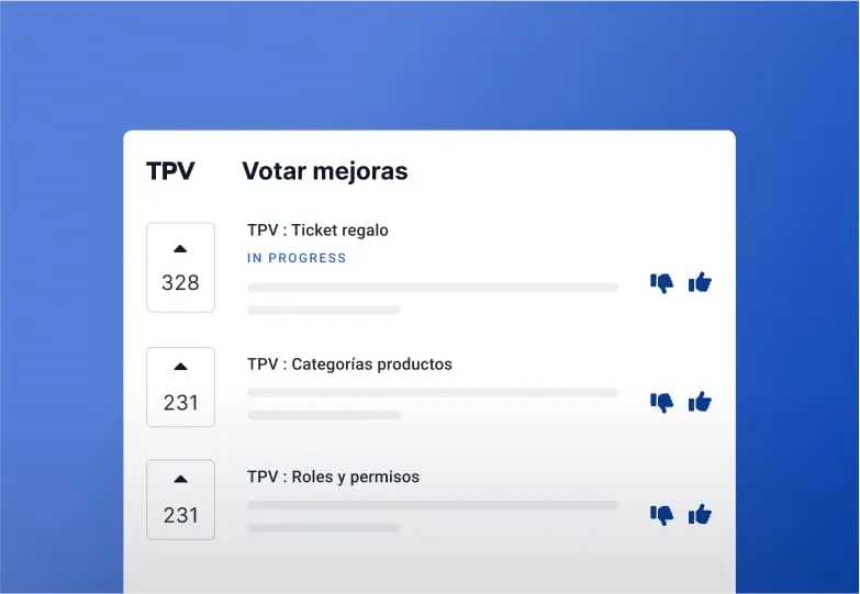Gráfico de votación de mejoras en el TPV de Holded
