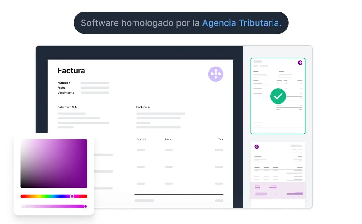 Captura de pantalla de personalización de facturas para Verifactu en Holded