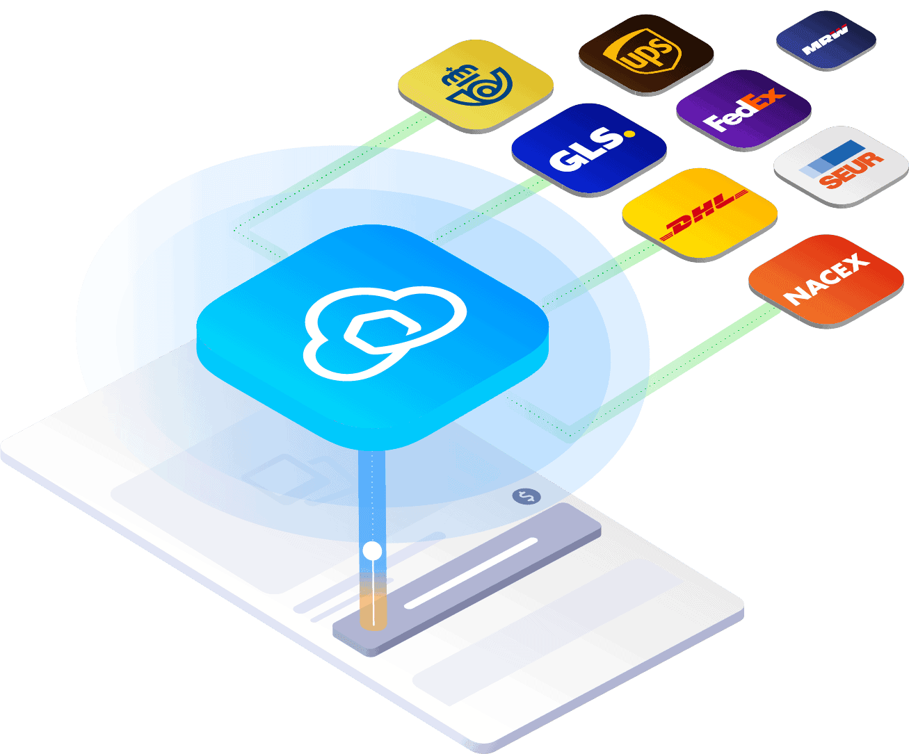Ilustración de Sendcloud con otros logos