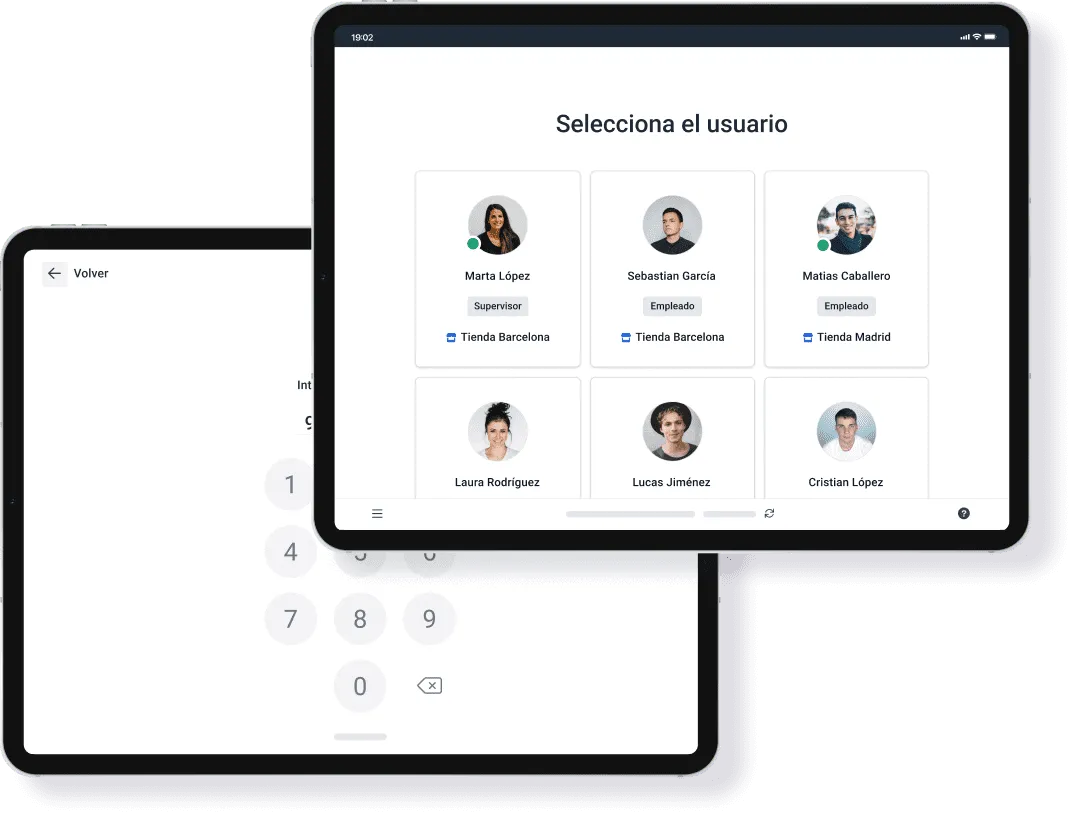 Captura de pantalla de la elección de usuario dentro de la app
