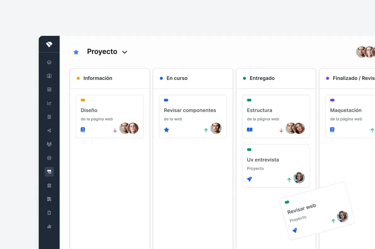 Captura de pantalla de la sección de proyectos de holded