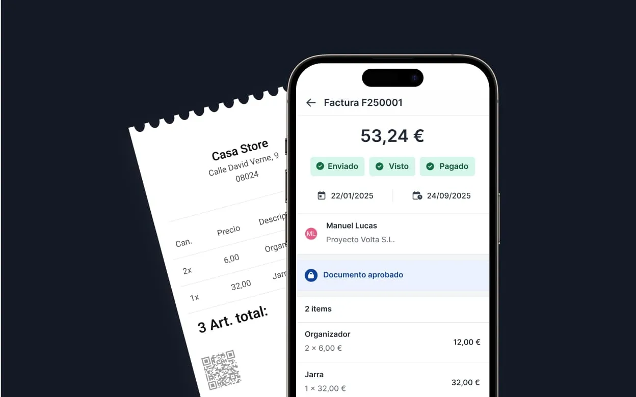 Factura en la app móvil de Holded