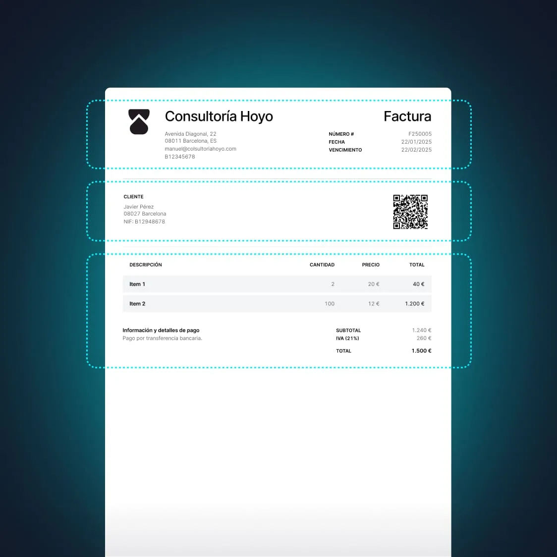Explicación de una factura adaptada para verifactu
