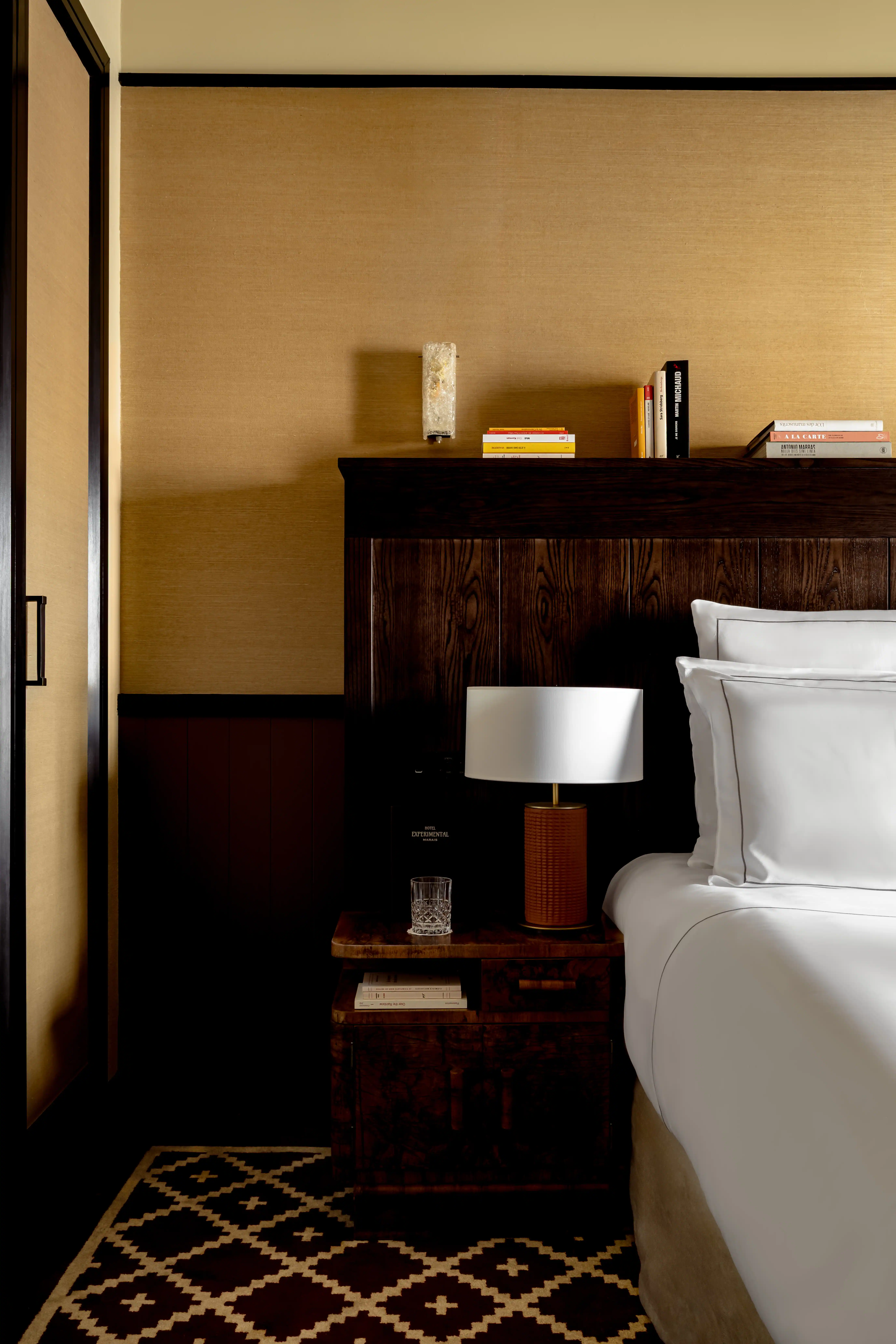 Elegant room at Experimental Marais, a boutique hotel in the center of Paris.