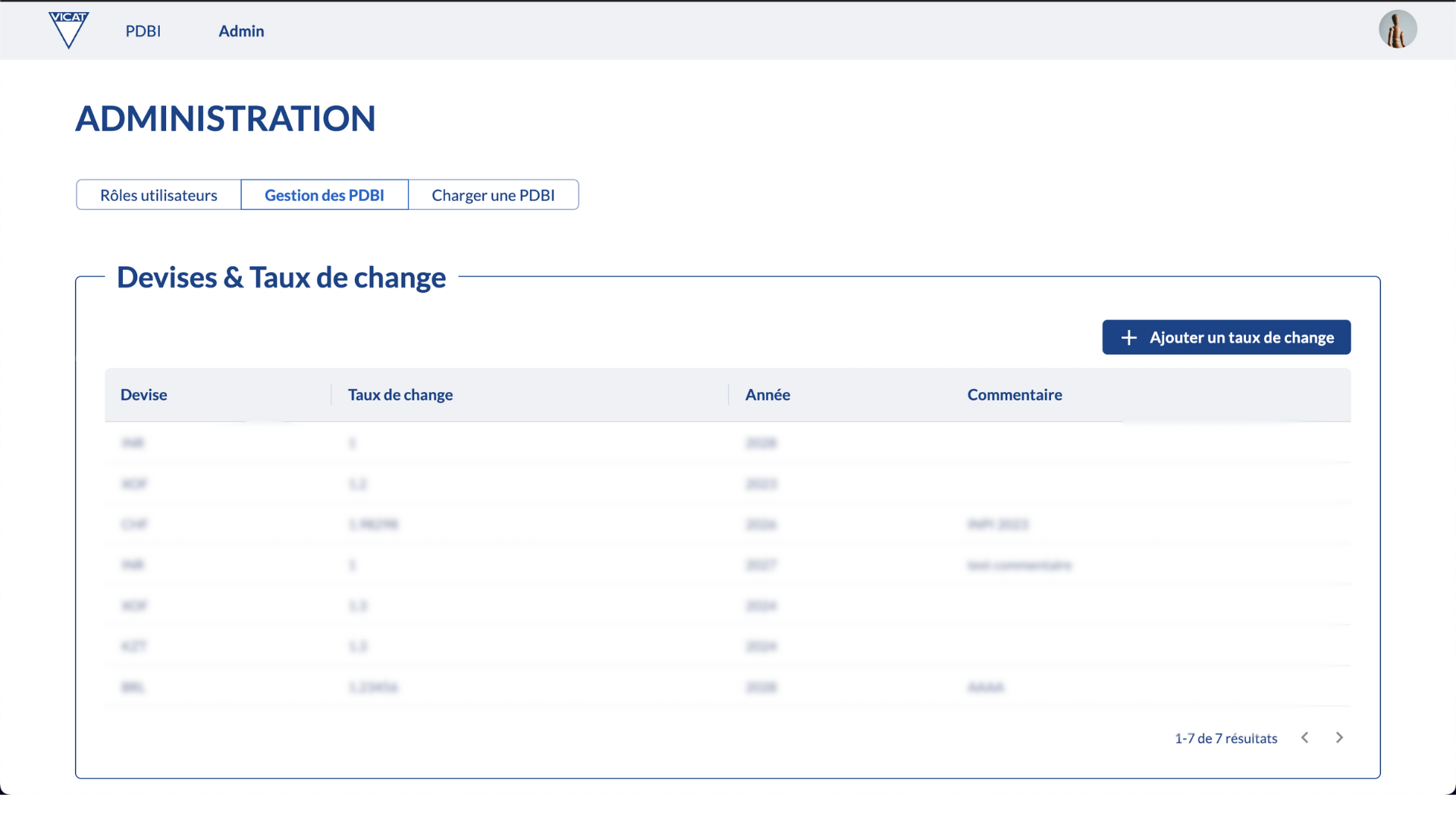 Interface Devises & Taux de change