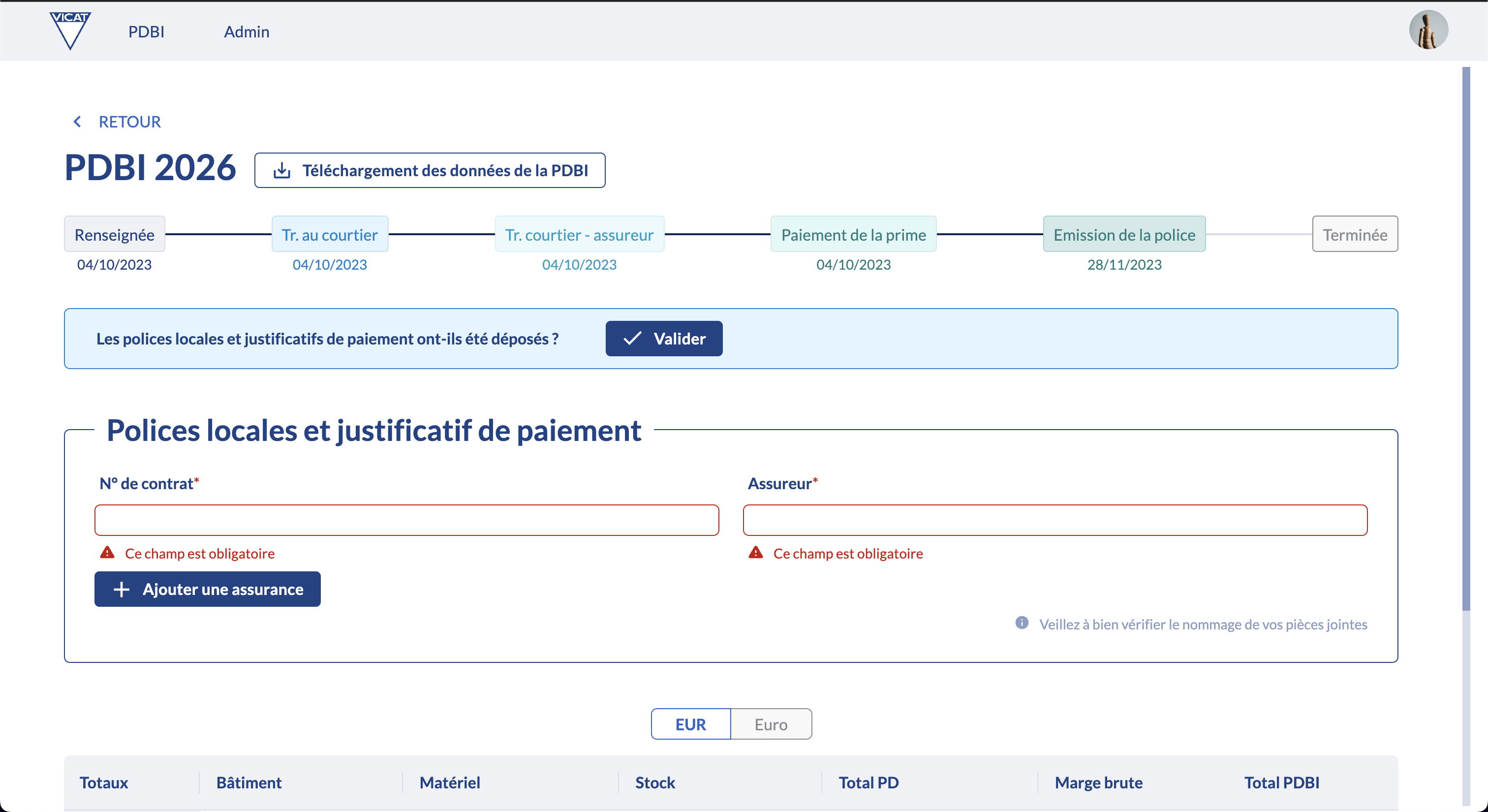 Émission de la police et chargement et téléchargement de fichiers