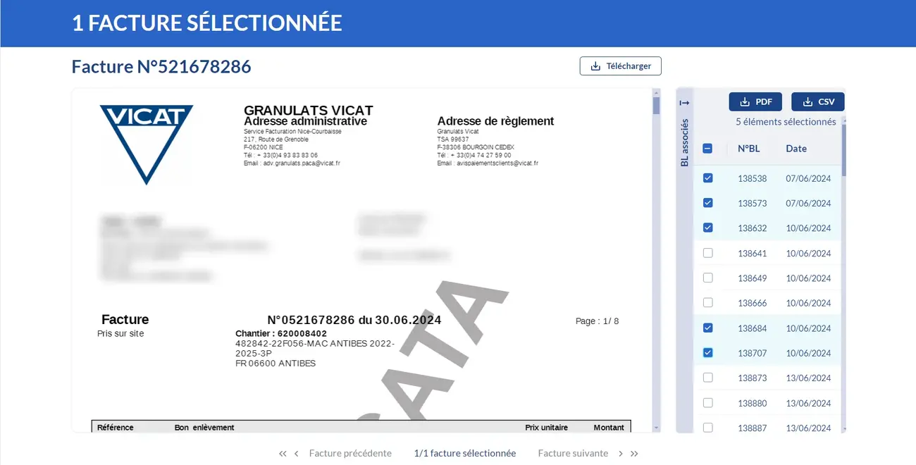 Portails Granulats Factures