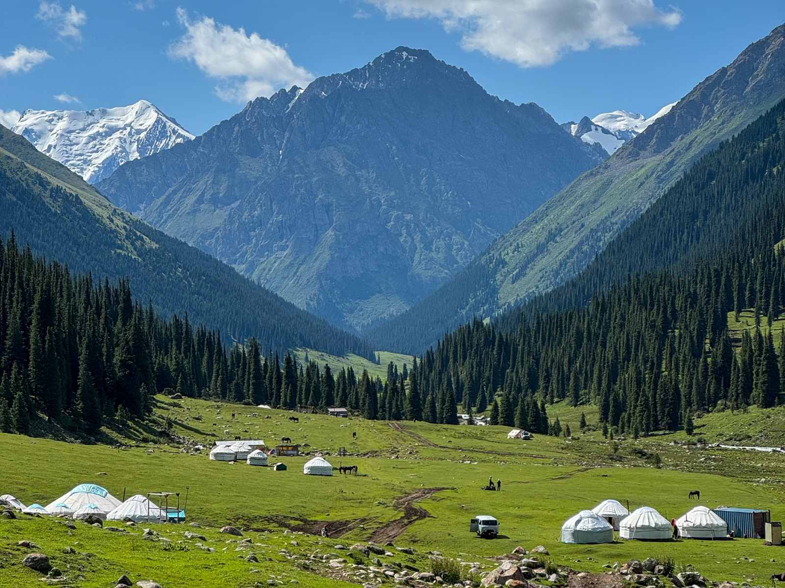 Yurt in Kyrgyzstan mountains and valley