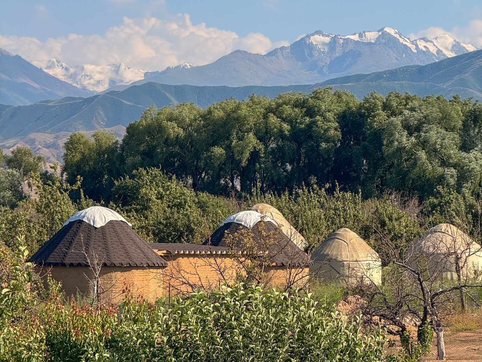 Yurt in Kyrgyzstan mountains and valley