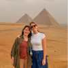 Naoise and a friend in front of the Pyramids of Giza