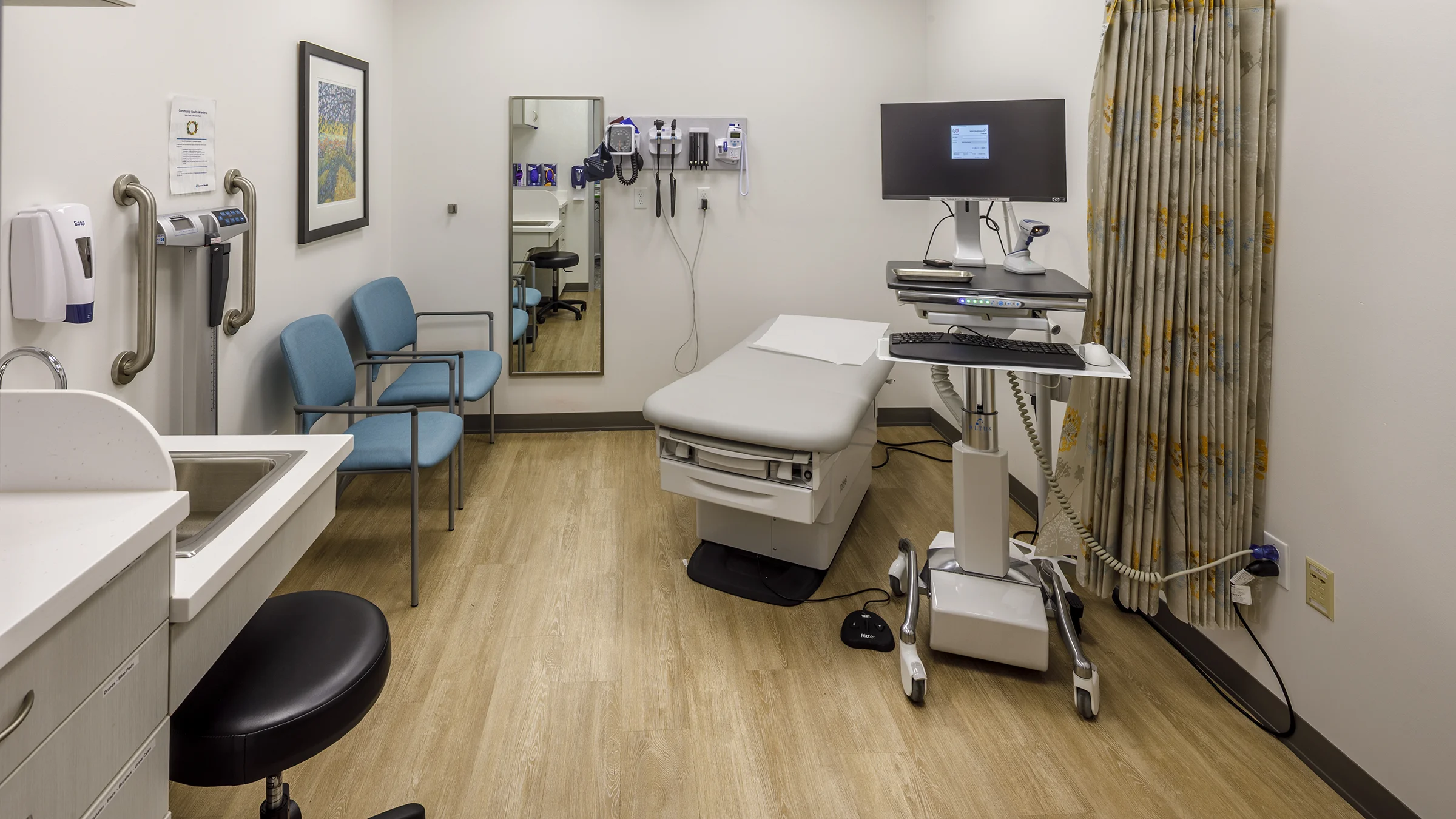 Inside of Boston Square health clinic room. 