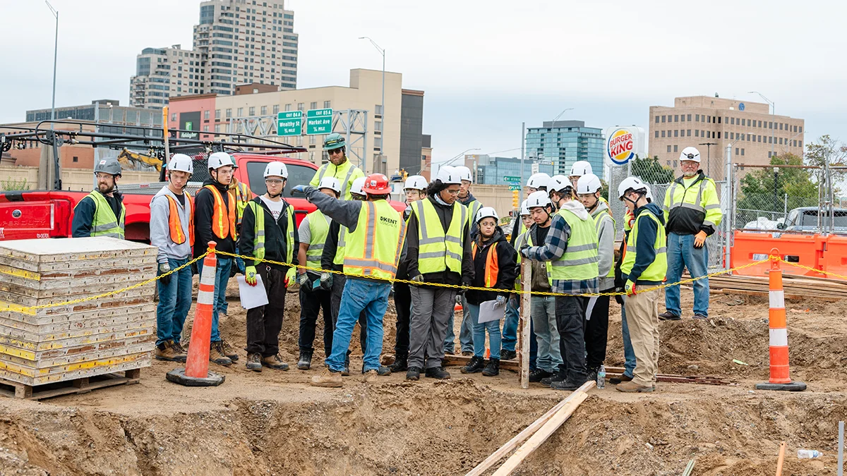 WCMI students visited the Amway Stadium construction site