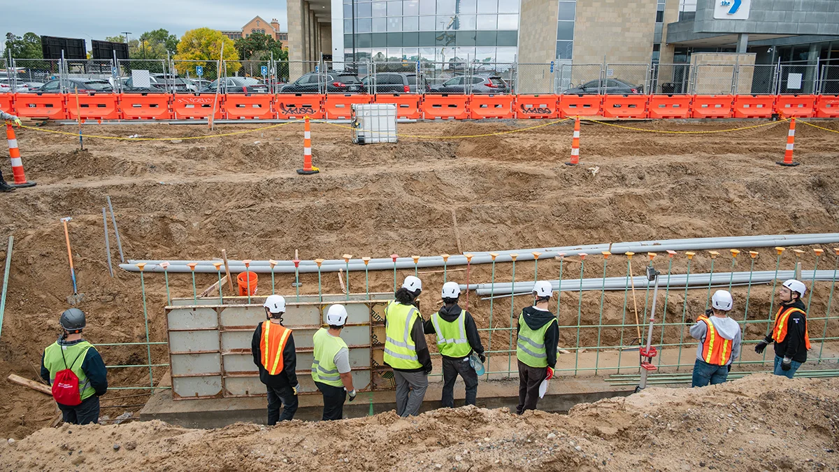 WCMI students visit Amway Stadium construction site in the early stages
