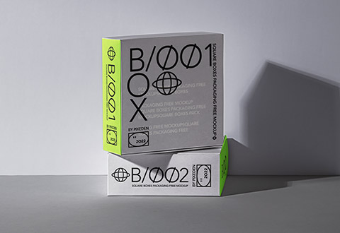 a box of boxes with a green design