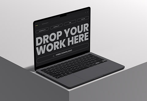 a laptop with the word 'drop your work here' on it