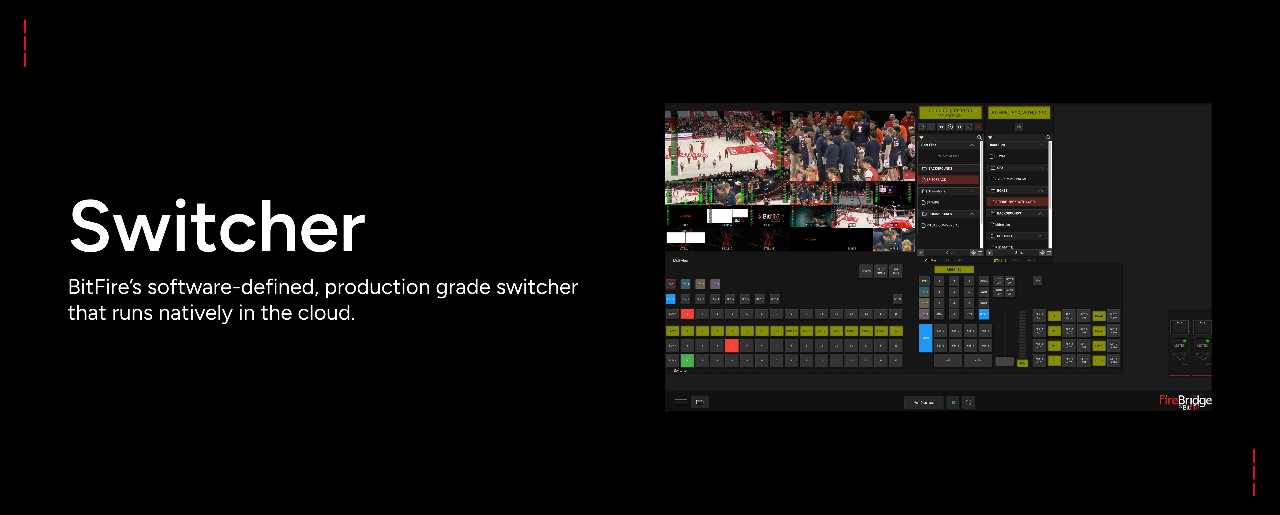 BitFire Spark Production Environment virtual production tools displayed on laptop