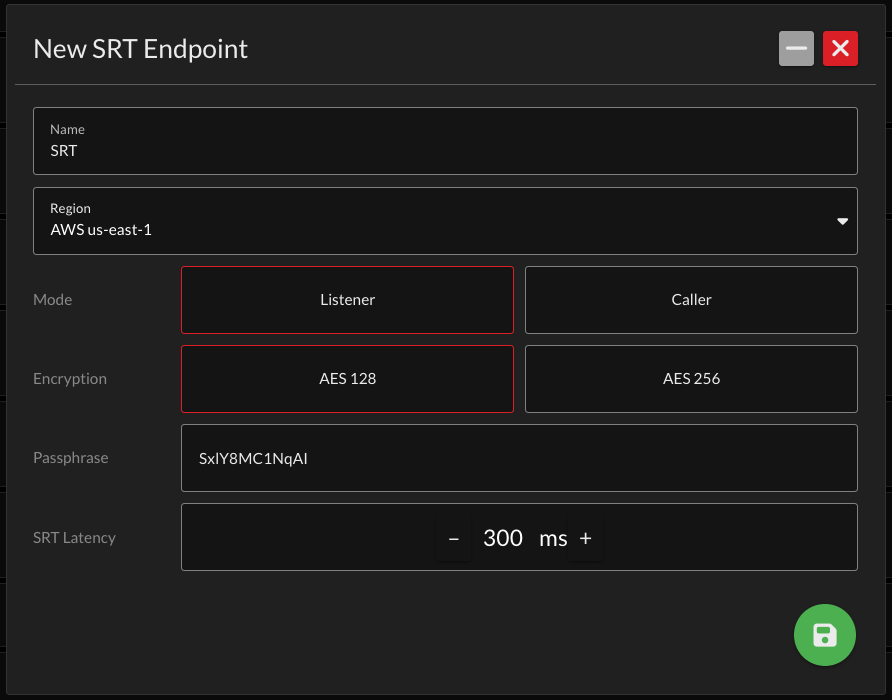 SRT Endpoints & SRT Transcoding Destinations