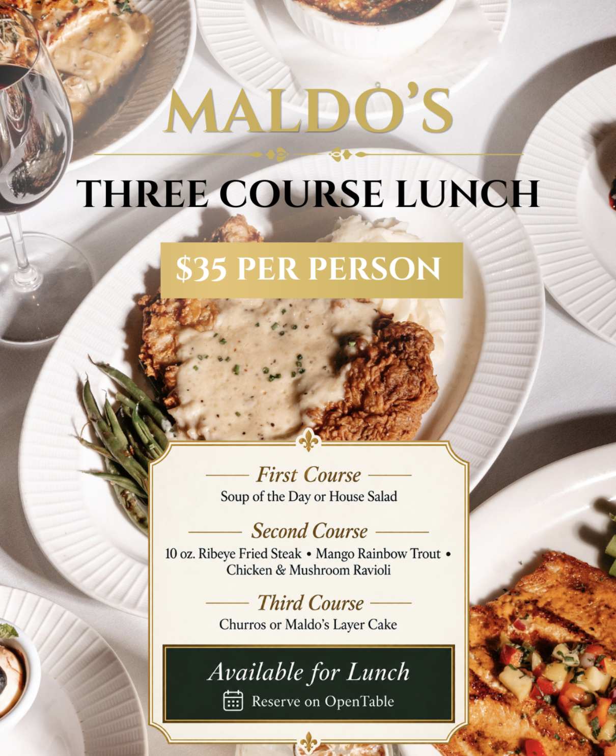 $35 three course menu