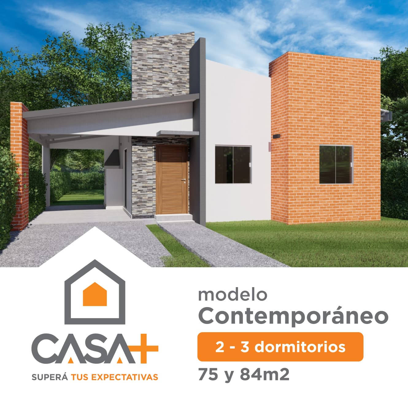 Casa+ Modelo Contemporáneo 2 habitaciones