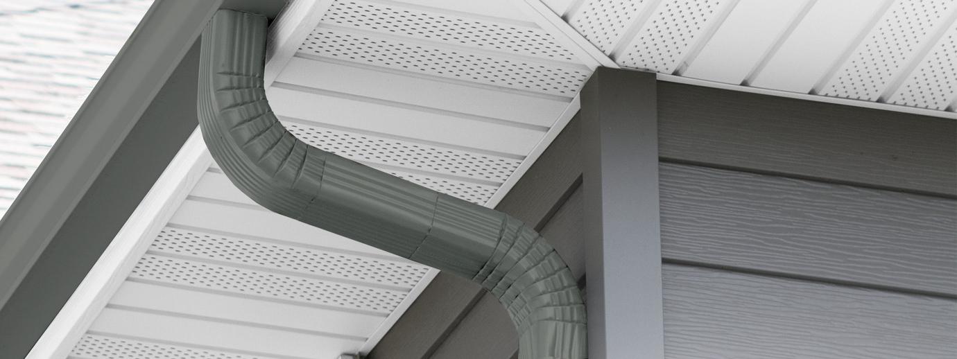 An aluminum gutter and downspout