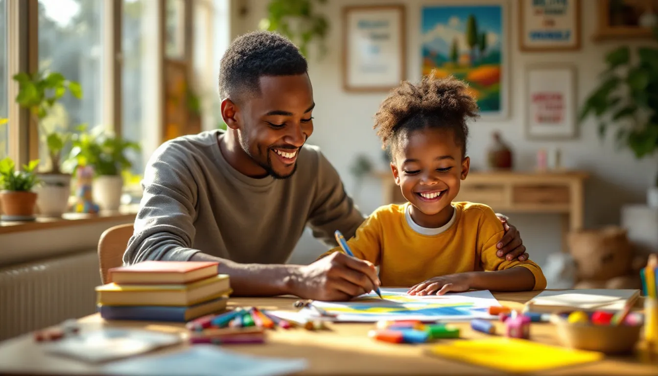 A child receiving positive reinforcement while working on homework, showcasing encouragement.