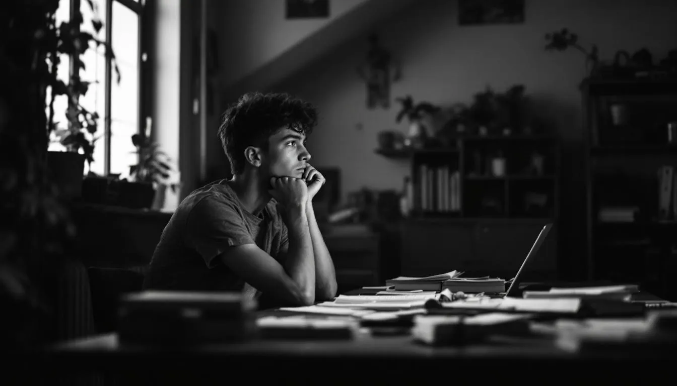 A student contemplating university admissions and the role of grades in the process.