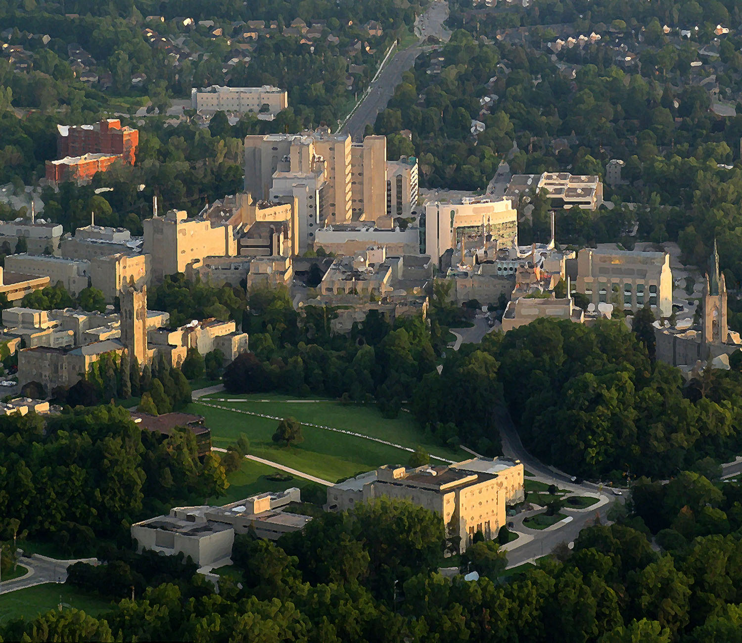 Aerial view of Western University's campus