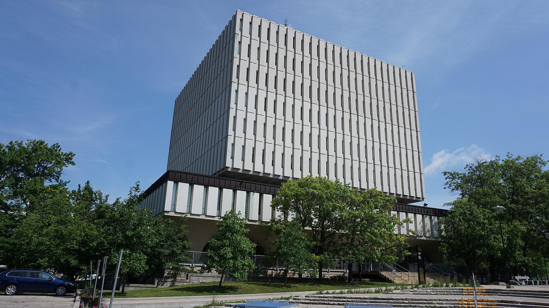 Dana Porter Library tower above the trees, University of Waterloo