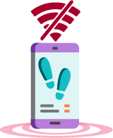 Graphic of a Smartphone with no wifi or signal, but still showing directions on the screen