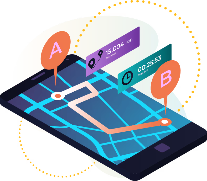 A graphic of a phone with "A" and "B" markers