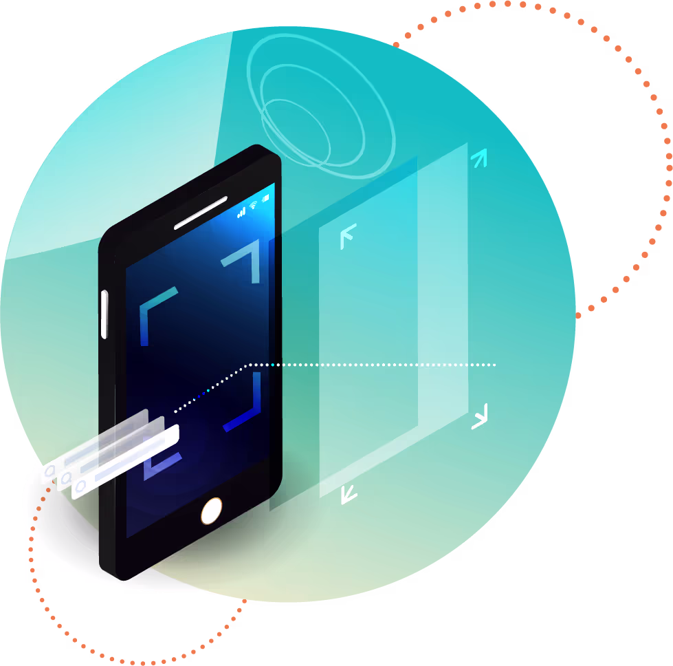 A graphic of a phone taking a photo