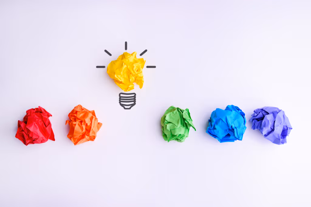 New Idea Concept. Colorful Crumpled Paper Balls