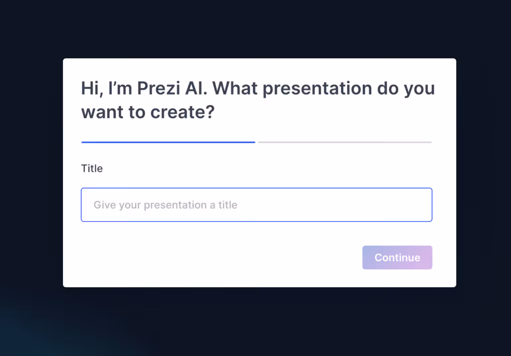 This is the Prezi AI prompt page.