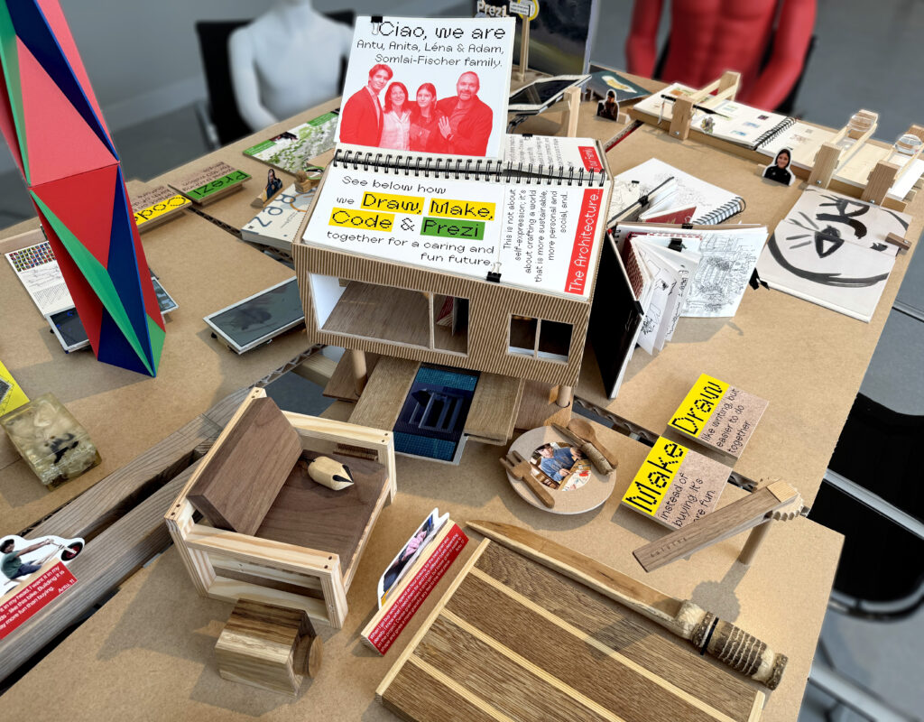 This is a replica of the Somlai-Fischer house that explains the purpose of the installation. 