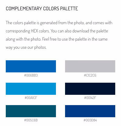 complementary colors palette for blues