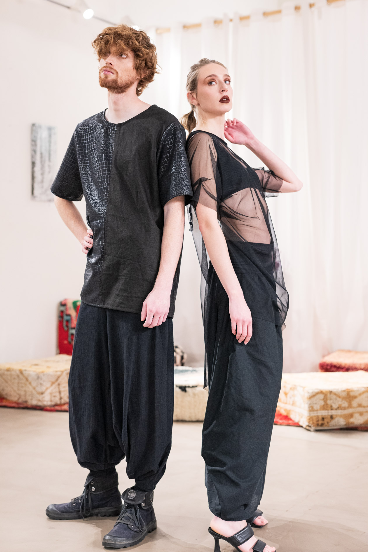 A commercial portrait of two models wearing clothing from the boutique brand Ale O. This image showcases lifestyle brand photography in Portland, Oregon.